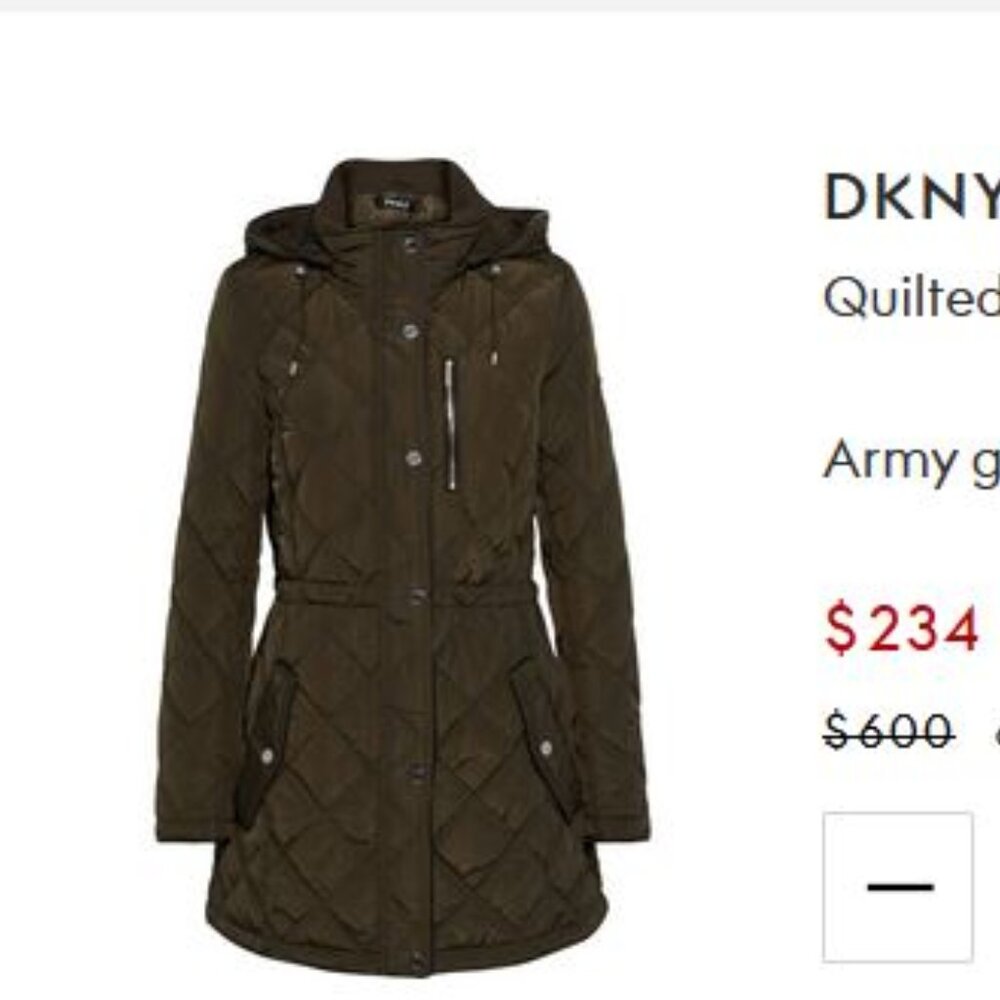 NWT DKNY Quilted Jacket Coat Brown Size XXS